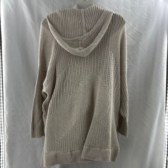 Zenergy by Chico’s Cozy Beige and Gold Knit Women's Sweater with Hood - Picture 3 of 4